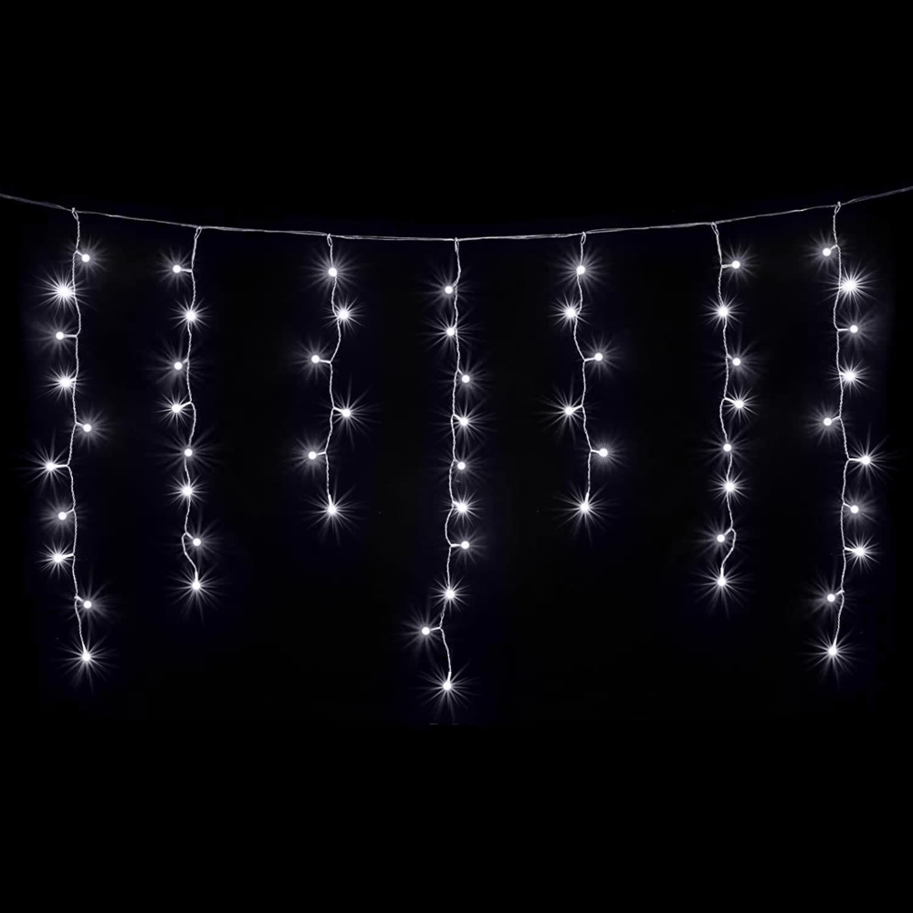 Salcar LED-Lichtervorhang LED Lichterkette Eisregen Lichtervorhang Weihnachtsdeko Aussen 8 Modi, 2m, 80er LED Lichtervorhang, Kaltweiß Bild 1
