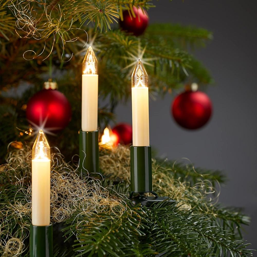 Hellum Lichterkette mit 20 Weihnachtskerzen mit Clip, 19 m, Elfenbein Bild 1