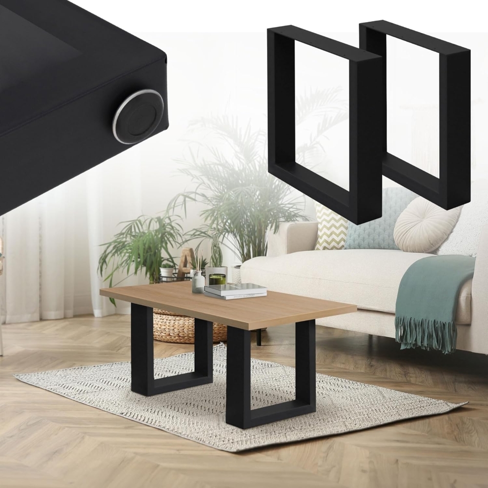 Tischbeine 2er Set 30x43 cm Schwarz aus Stahl Bild 1