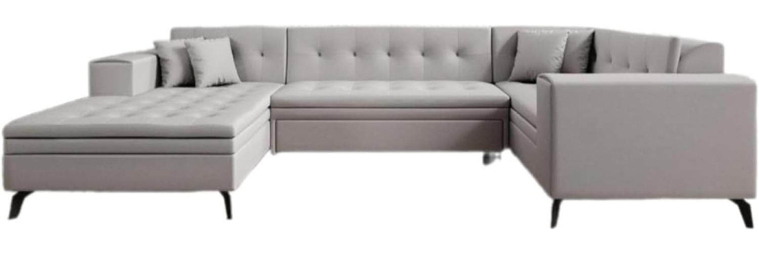 Designer Sofa Neola mit Schlaffunktion Stoff Beige Links Bild 1