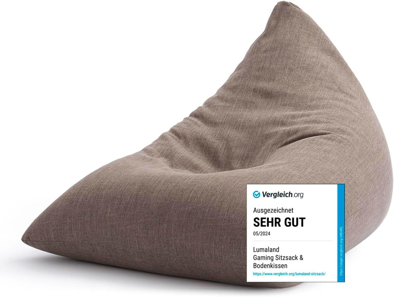 Lumaland Sitzsack Interior Line - Sitzkissen Bean Bag - Dreieckiger Komfort-Sitzsack - 370l Füllung - 150 x 100 x 100 cm - Dunkelgrau Bild 1