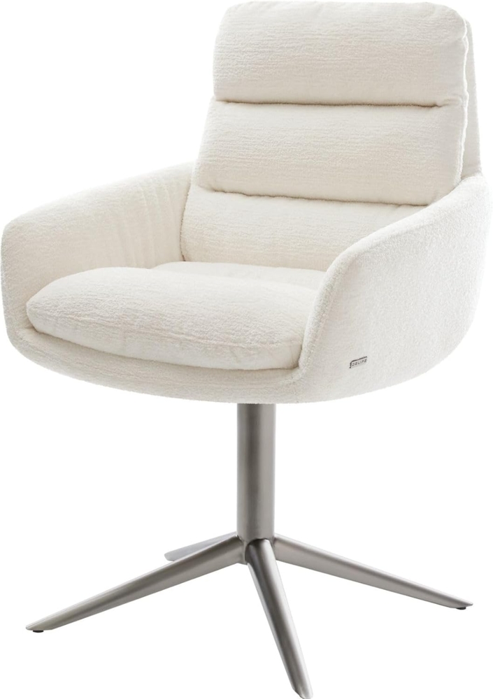 Drehstuhl Abelia-Flex mit Armlehnen Bouclé Soft Beige Fußkreuz Graphit 360° drehbar Wippfunktion Bild 1