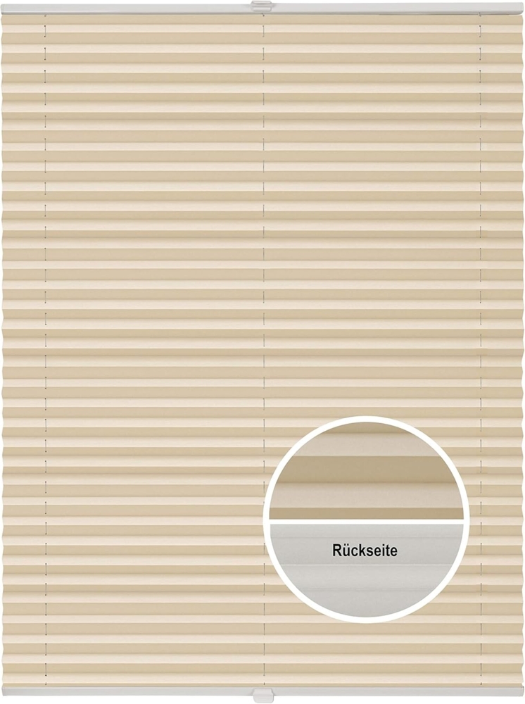 ondeco Plissee Thermo ohne Bohren mit Klemmträger,Sonnenschutz für Fenster innen, lichtschutz und Blickdicht, Faltrollo Sichtschutz für Tür, Jalousie Rollo leicht verdunkelnd - Beige - 85x210 cm Bild 1