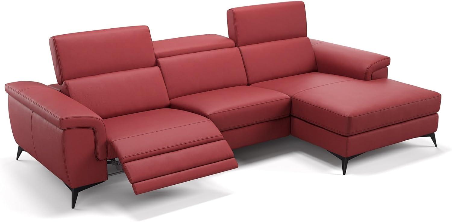 Sofanella Ledersofa AMARO Ecksofa Eckgarnitur Designer in Rot S: 264 Breite x 108 Tiefe Bild 1