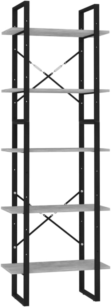 vidaXL Bücherregal 5 Fächer Betongrau 60x30x175 cm Holzwerkstoff 3081982 Bild 1