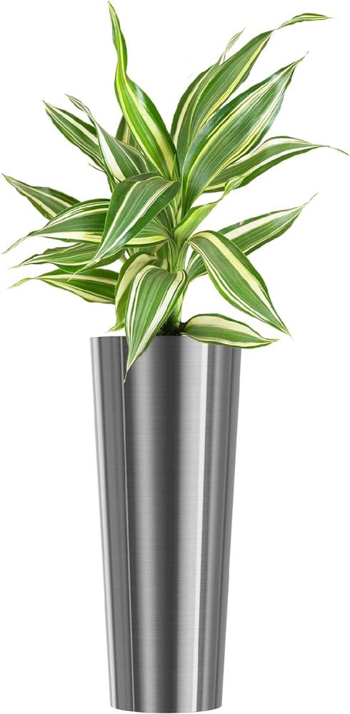 wuuhoo® Pflanzkübel Holly in Silber & Roségold aus Edelstahl - wetterfeste Bodenvase, Blumenkübel frostbeständig für Innen & Außen mit Pflanzeinsatz, Pflanzentopf - Maße: silber: 29 x 70 cm Bild 1