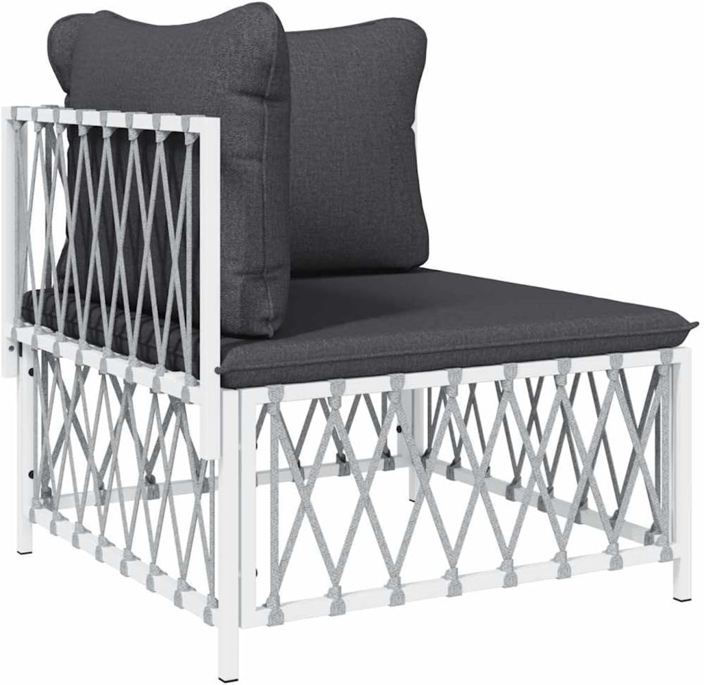vidaXL Garten-Ecksofa mit Kissen Weiß Gewebe 364138 Bild 1