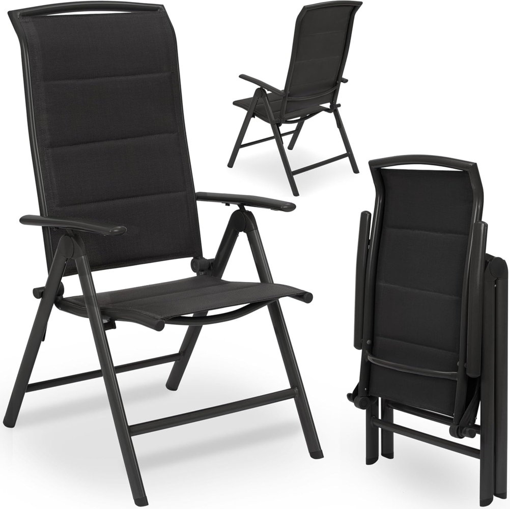 BRUBAKER Gartenstuhl Milano - Gepolsterter Klappstuhl aus Aluminium - Balkonstuhl (Outdoor Campingstuhl für Garten und Balkon - Wetterfest, 1 St), Hochlehner Campingstuhl mit 8-fach verstellbarer Rückenlehne Bild 1