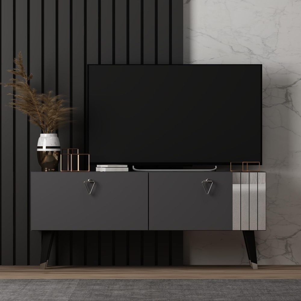 Stylish TV Stand, Anthracite, 120 x 30 x 50 cm | 100% Melamine Coated Particle Board, 18 mm Thick, PVC Legs, 15 cm Height | Modern & Functional Design Bild 1