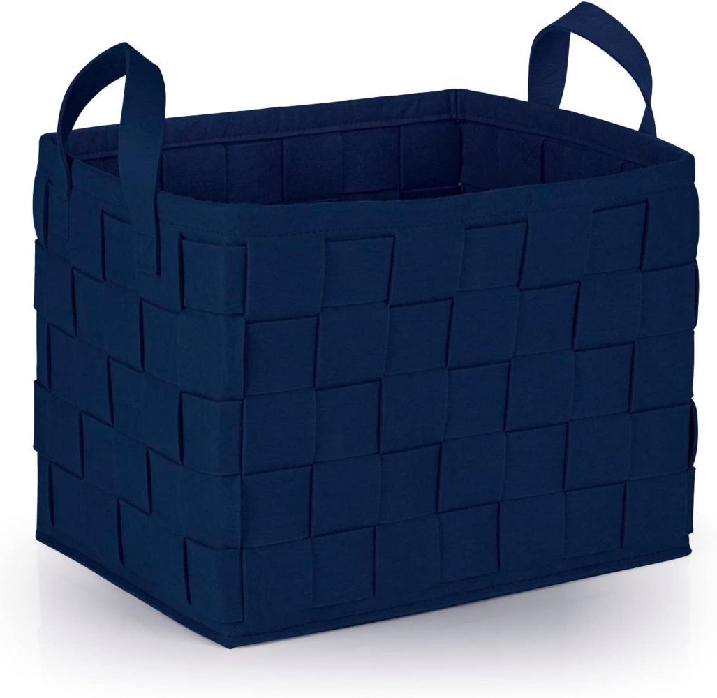 N8WERK Aufbewahrungskorb Filz 40cm dunkelblau mit Henkel Bild 1