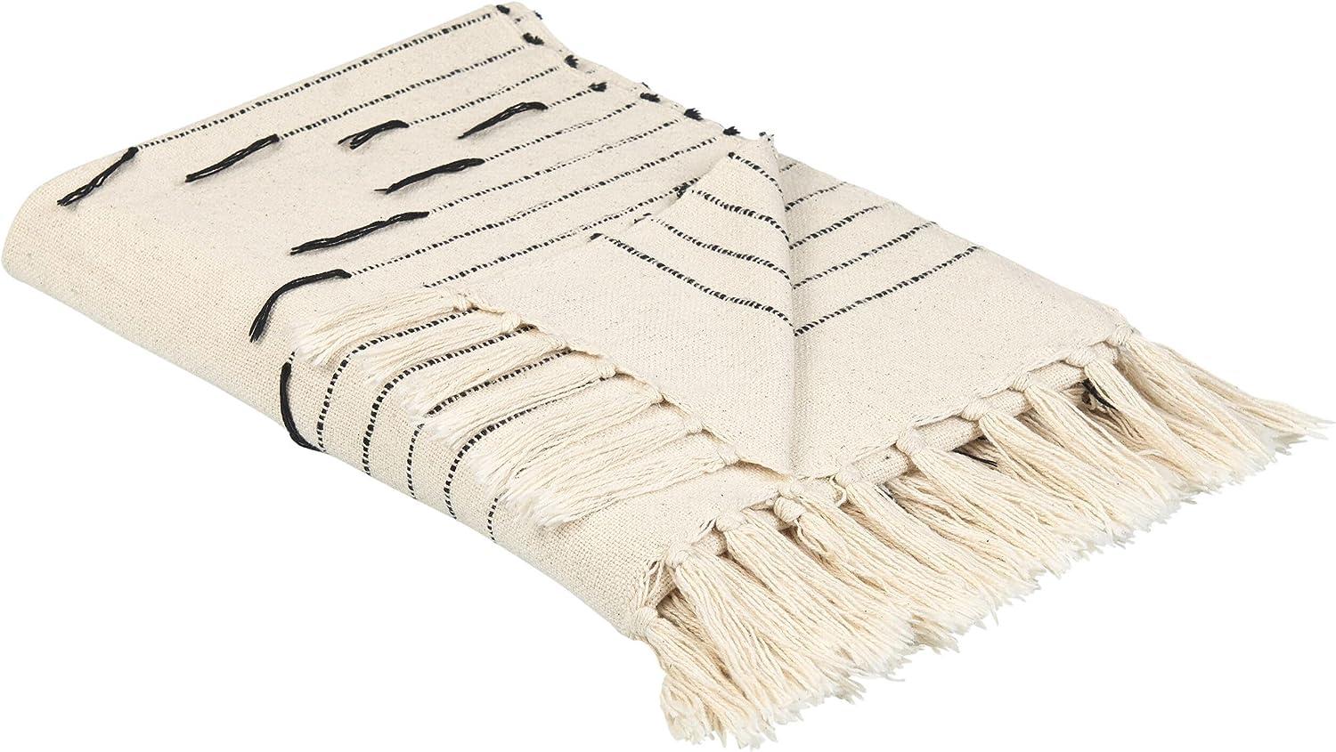 Kuscheldecke ULUYOL Baumwolle 130 x 170 cm Beige Streifen Bild 1