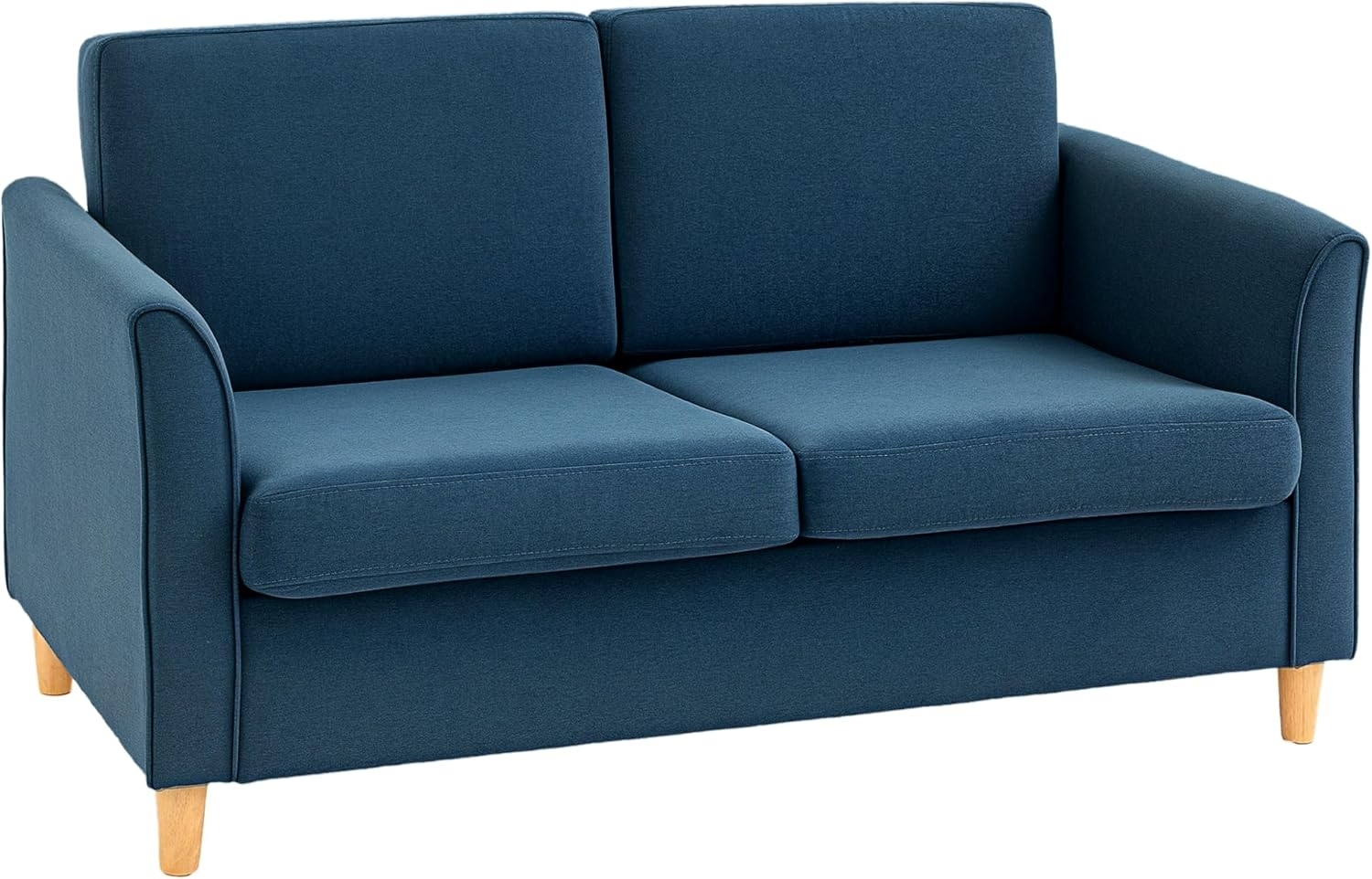 HOMCOM 2-Sitzer Couch mit Holzbeine, Leinenoptik, Loveseat 1 Teile, für Wohnzimmer, Schlafzimmer, Blau Bild 1