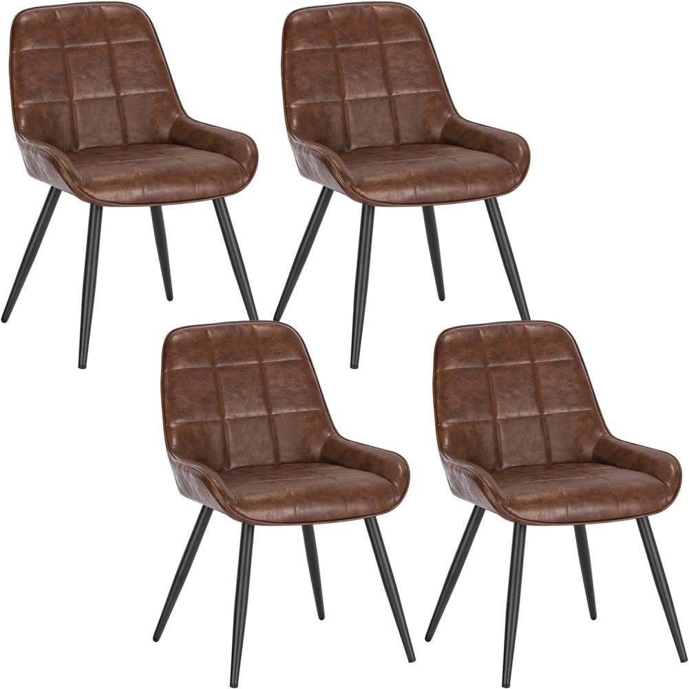 WOLTU Esszimmerstühle 4er Set, Polsterstuhl Kunstleder, Küchenstuhl gepolstert, Akzentstuhl für Wohnzimmer Schlafzimmer Küche, ergonomischer Stuhl mit Rückenlehne, Braun, BH332br-4 Bild 1