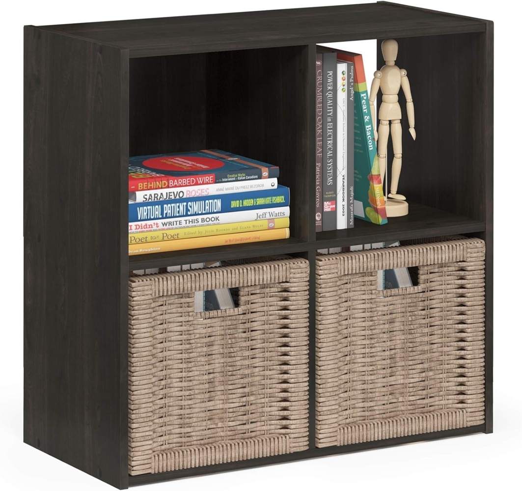 Furinno Pelli kubischer Aufbewahrungsschrank mit 4 Fächern, holz, Espresso, 29.49 x 61 x 61.39 cm Bild 1