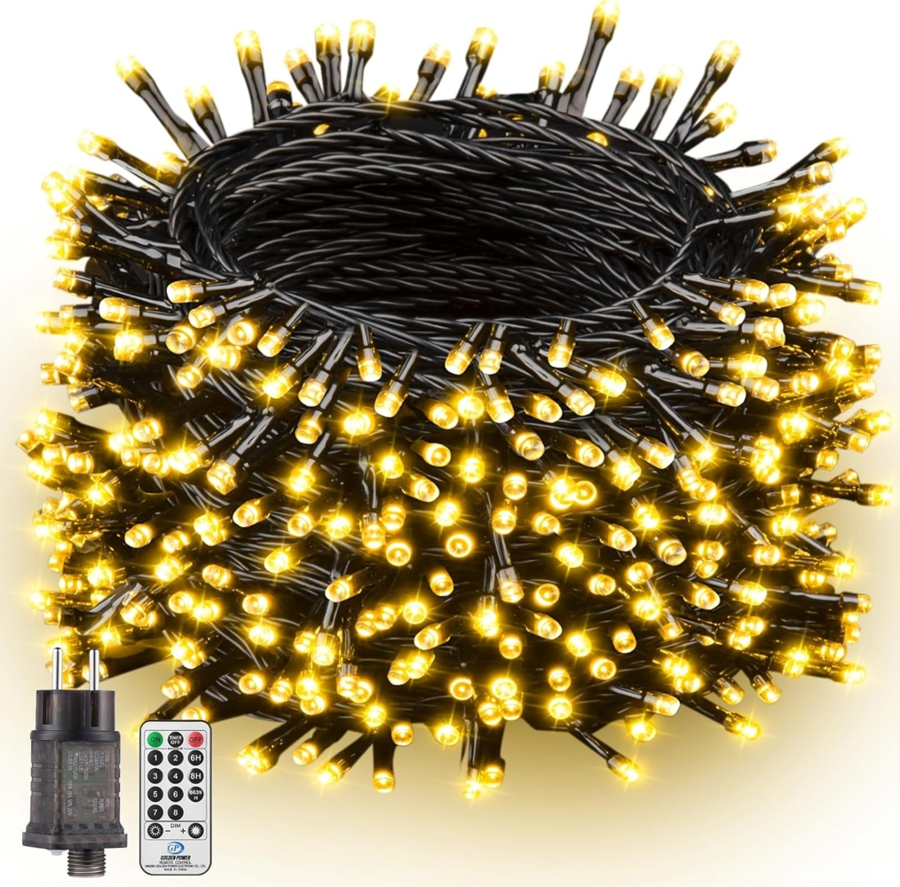 Lichterkette Weihnachtsbaum Innen Außen Strombetrieben - 50M 500LED 8 Modi Dimmbar Wasserdicht Weihnachtsdeko Aussen Lichterketten mit Fernbedienung Timer für Balkon, Garten, Hochzeit, Party Bild 1