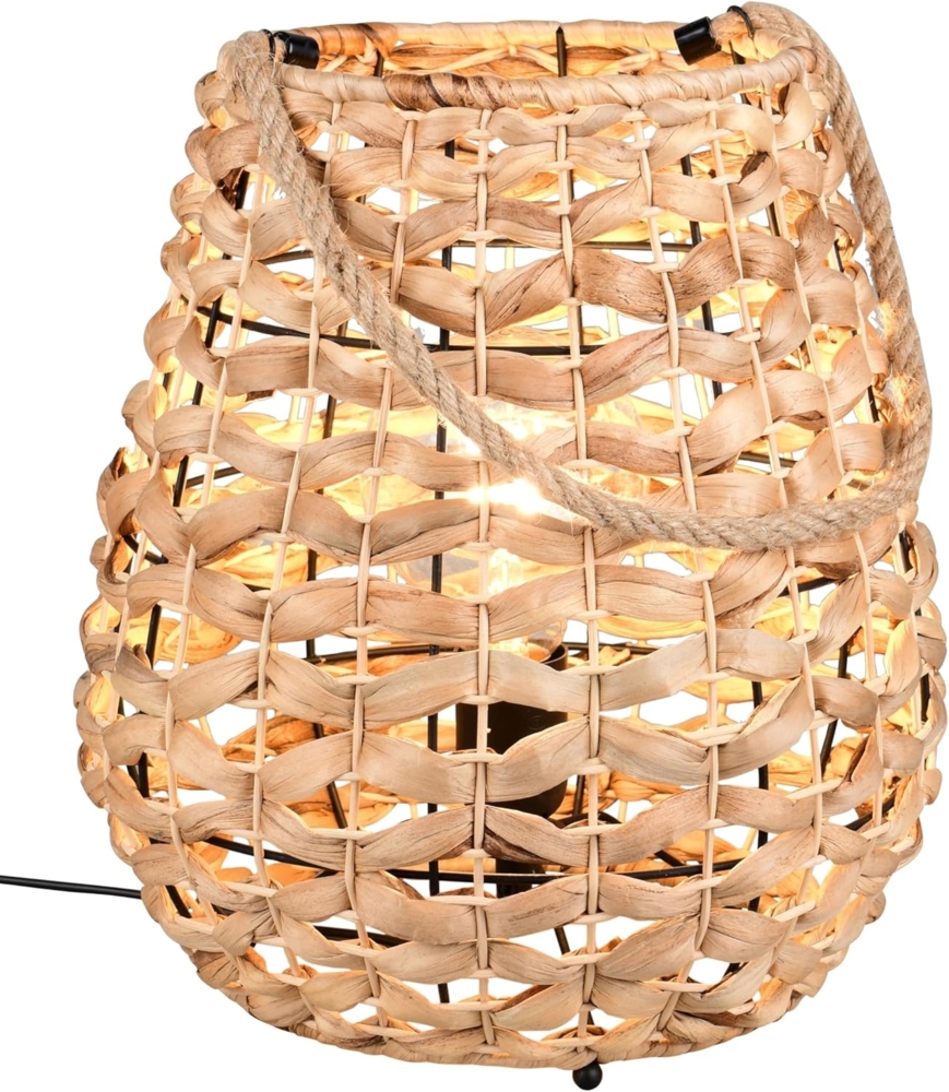 Große Tischleuchte JEAN mit Lampenschirm aus Wasserhyazinthe, Höhe 55cm Bild 1