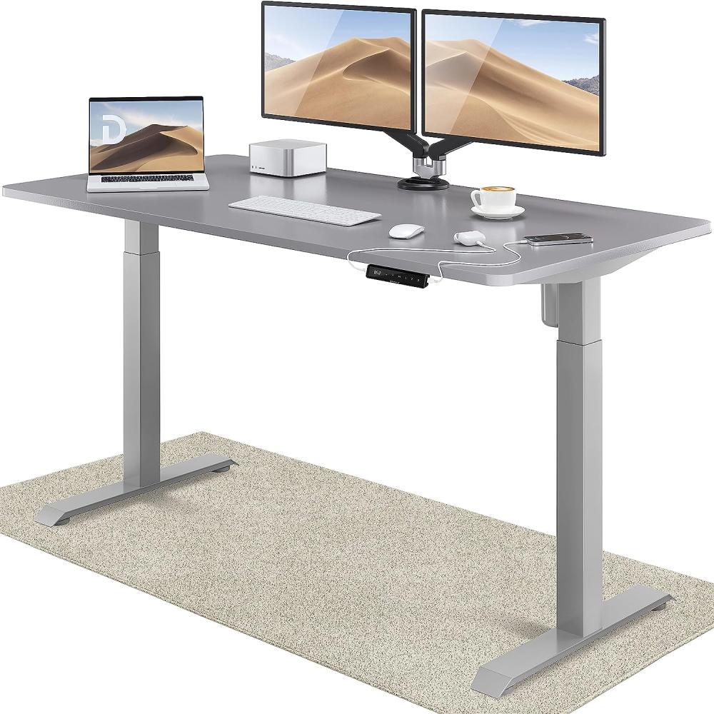 Höhenverstellbarer Schreibtisch (160 x 80 cm) - Sitz- & Stehpult mit Ladebuchsen - Schreibtisch Höhenverstellbar Elektrisch Touchscreen & Stahlfüßen - Schreibtisch Höhenverstellbar von Desktronic Bild 1