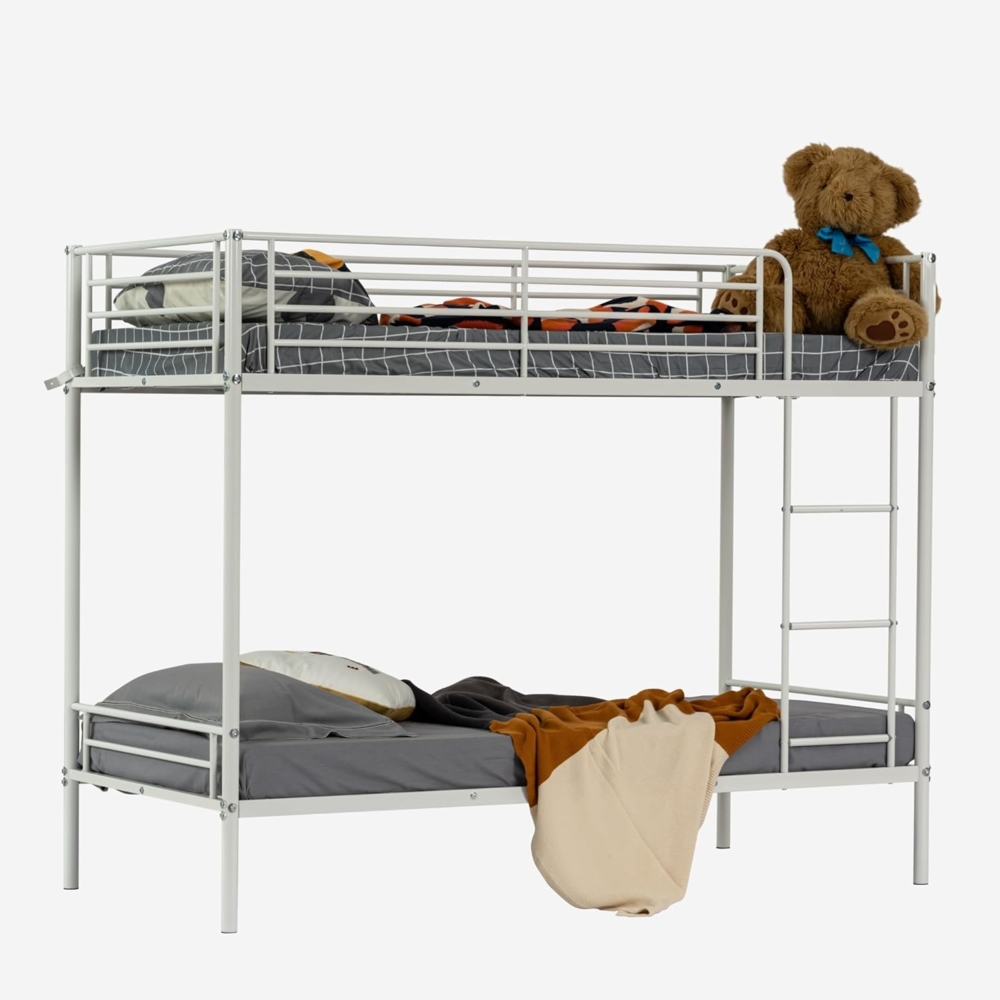 MEUBLE COSY Etagenbett Für 2 Kinder, Bettgestell 90 x 190 cm, Bettrahmen mit Lattenroste, Kinderbett aus Metall, für Schlafzimmer, Haus, Weiß Bild 1