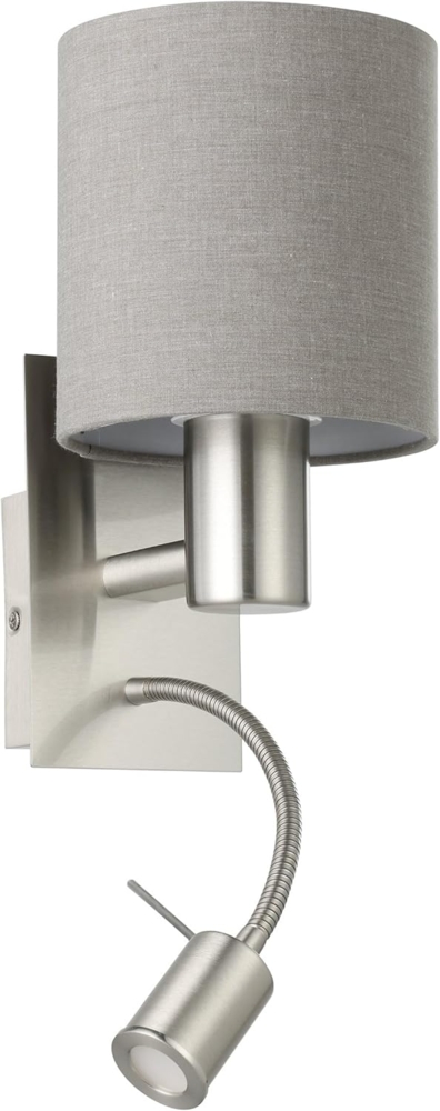 Eglo 96479 Wandleuchte Stofflampe PASTERI Textil grau E27 LED 1X40W;1X3,8W H:38cm L:15cm mit Wippschalter Bild 1