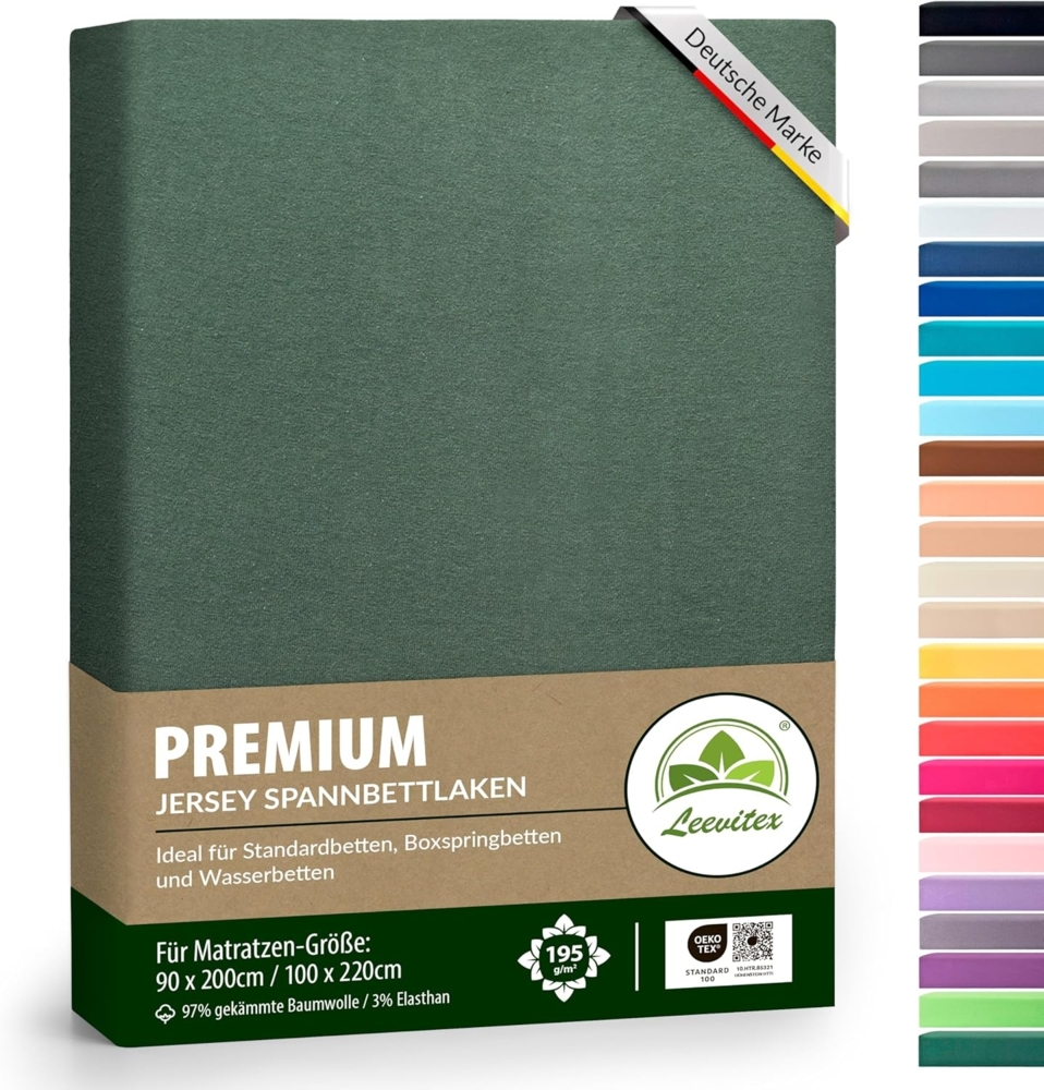 leevitex® Spannbettlaken Spannbettlaken Premium Elasthan, Gummizug: rundum, blickdicht, Anti-Pilling, 97% Baumwolle, 3% Elasthan, 40 cm Steg Bild 1