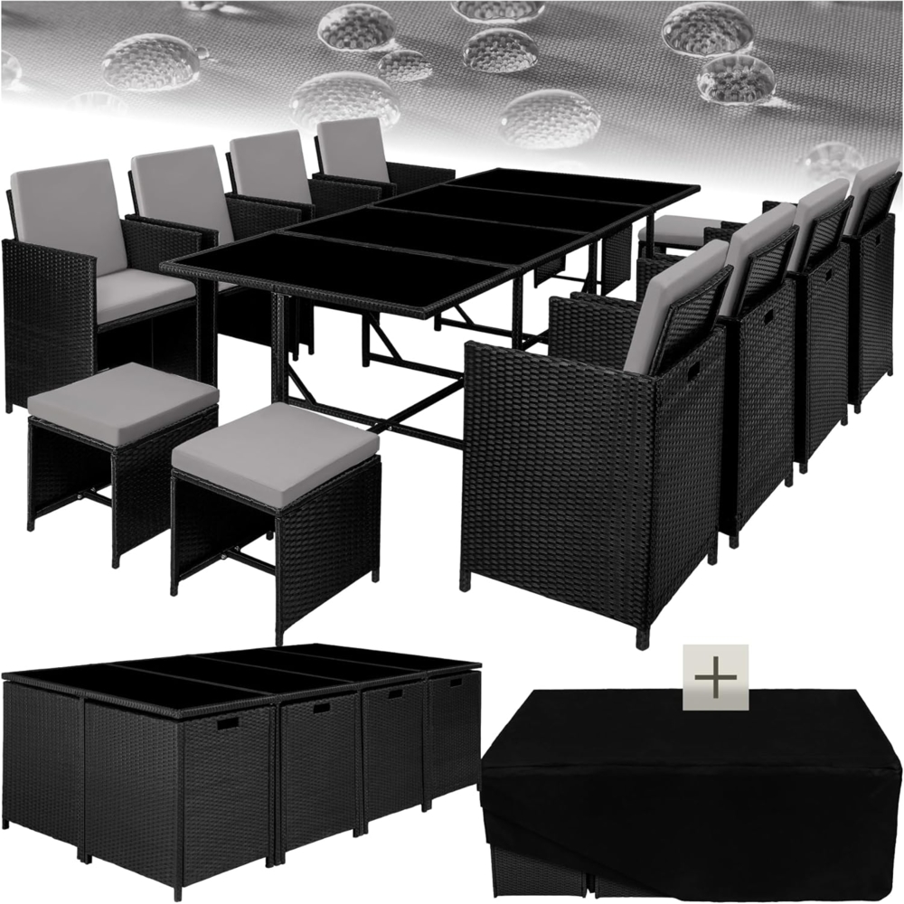 tectake Sitzgruppe Rattan Sitzgruppe, (Set, 12-tlg), für 8 bis 12 Personen Bild 1