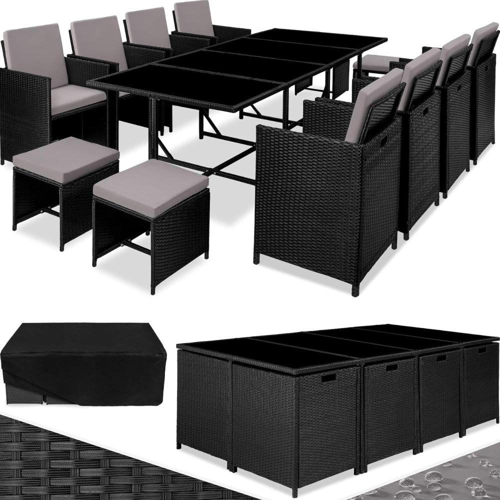 tectake Sitzgruppe Rattan Sitzgruppe, (Set, 12-tlg), für 8 bis 12 Personen Bild 1