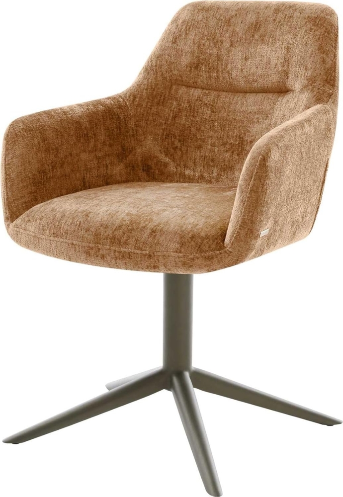 Drehstuhl Pejo-Flex Chenille Rost Fußkreuz Effektfinish Titan 360° drehbar Wippfunktion Taschenfederkern Bild 1