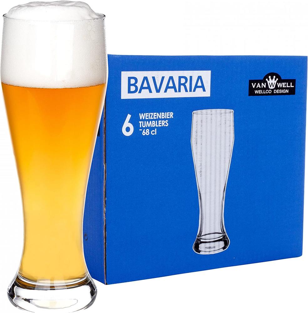 6er Set Bavaria Weizenbiergläser 0,5 Liter geeicht Weißbiergläser Biergläser Weizengläser Glas Bild 1