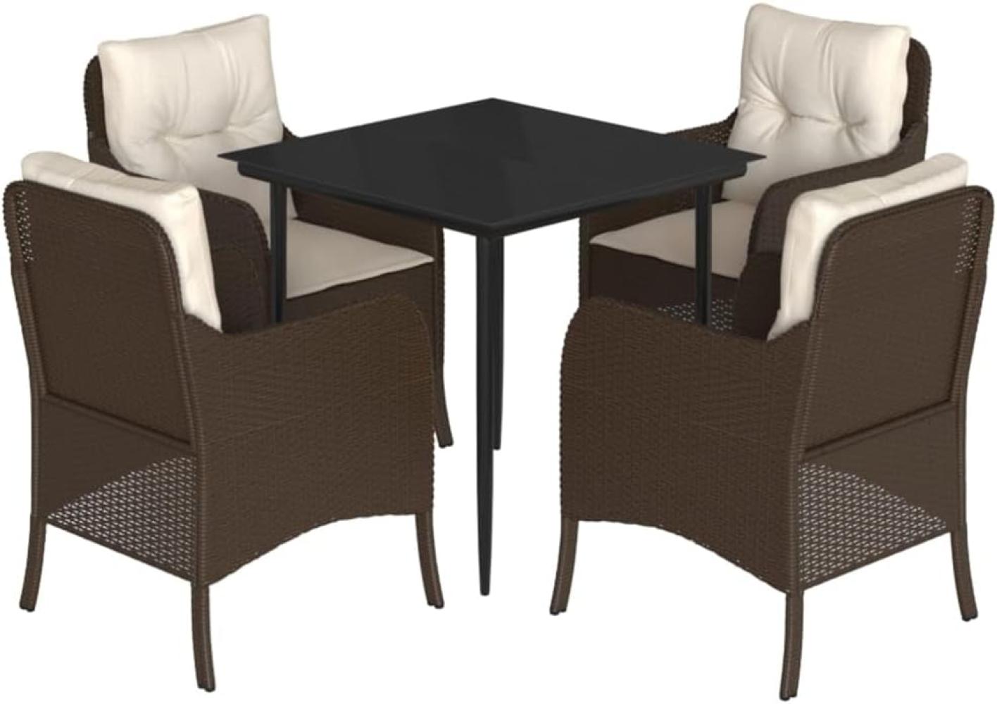 vidaXL 5-tlg. Garten-Essgruppe mit Kissen Braun Poly Rattan 3211935 Bild 1