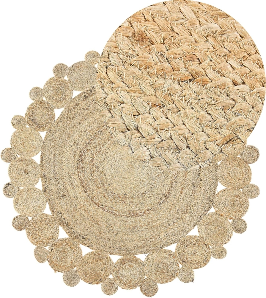 Teppich Jute beige ⌀ 120 cm Kurzflor zweiseitig GOLGEN Bild 1