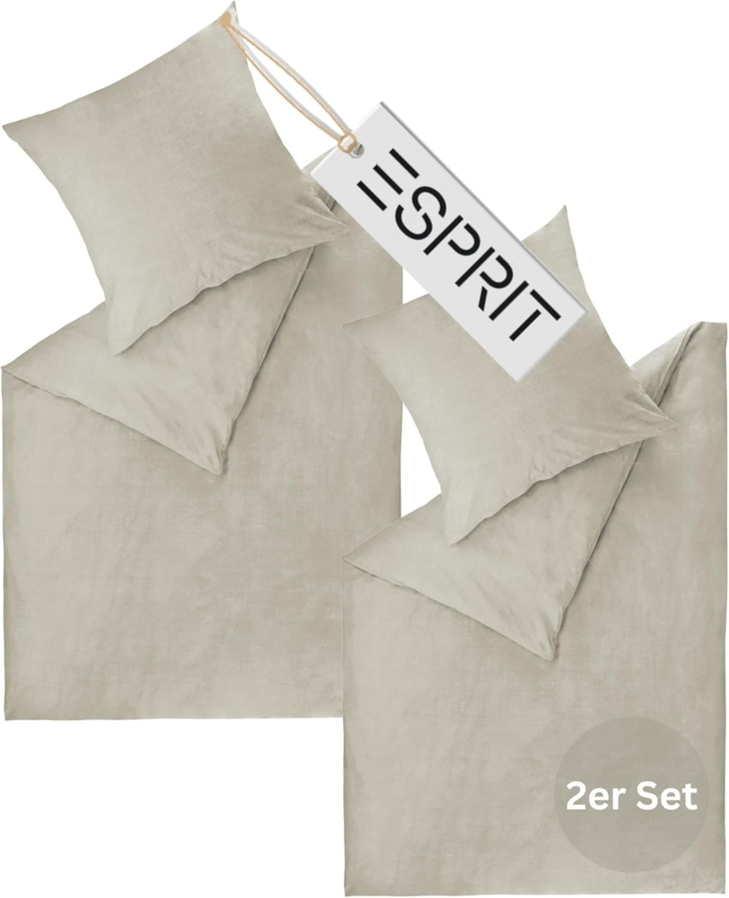Esprit Bettwäsche HARP Renforce Kissenbezüge und Bettwäsche, Baumwolle, 2 teilig, 135x200 cm - 2er Set in Grau Bild 1
