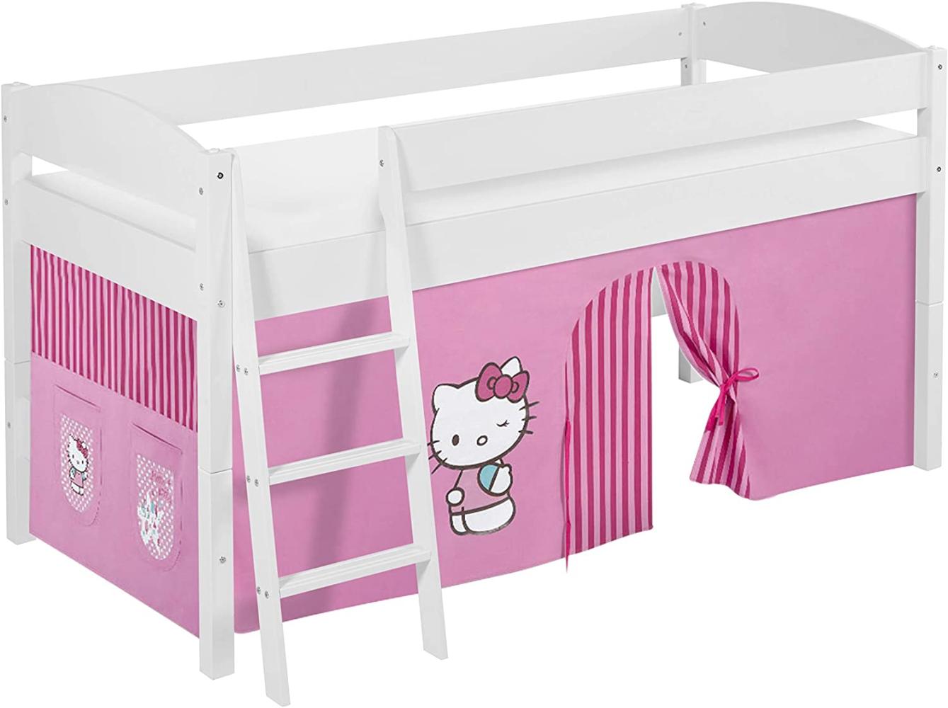 Lilokids 'Ida 4105' Spielbett 90 x 200 cm, Hello Kitty Rosa, Kiefer massiv, mit Vorhang Bild 1