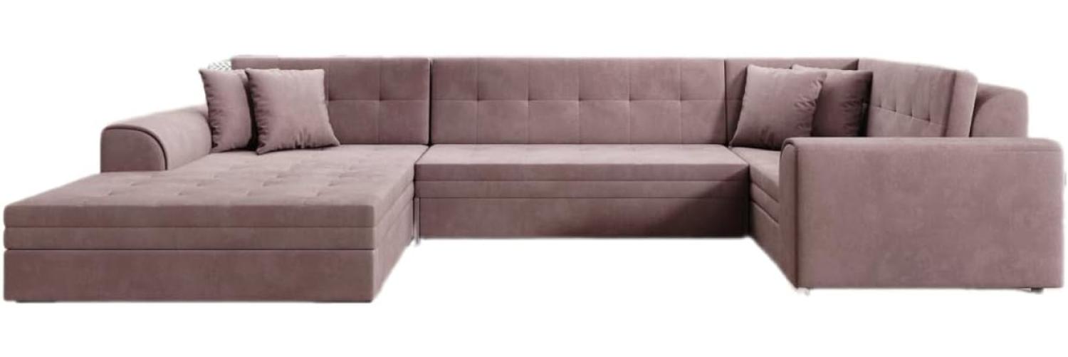 Designer Sofa Velio mit Schlaffunktion Samt Rosé Links Bild 1