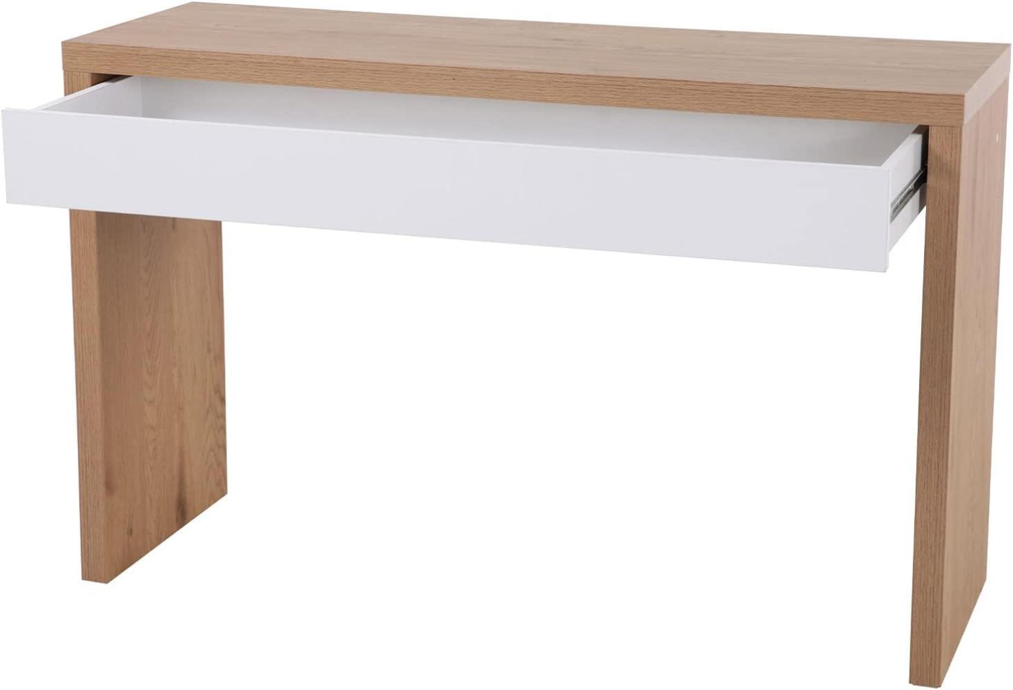 SVITA ANGULAR Schreibtisch mit Schublade 120 x 40 x 76 cm Eiche-Weiß Bild 1