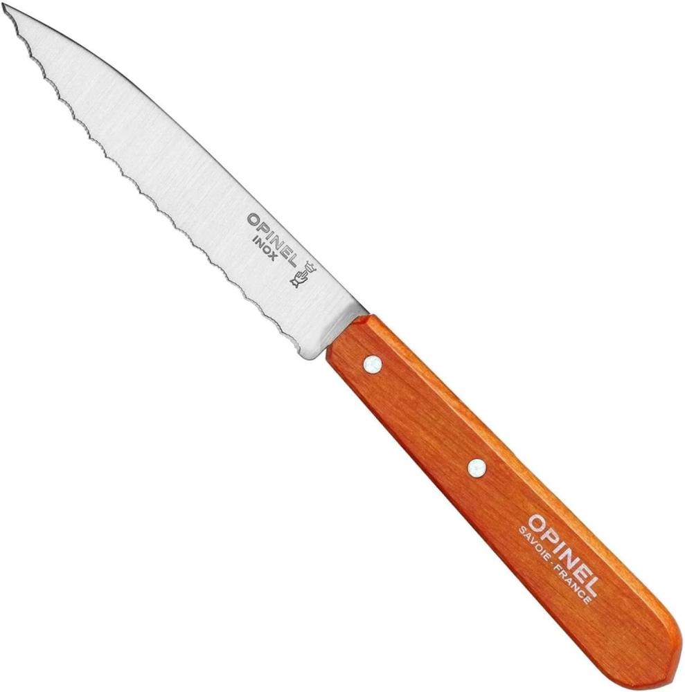 Opinel Erwachsene Küchenmesser No. 113, rostfreier Sandvik-Stahl, Sägezahnung, orangefarbener Buchenholzgriff Kochmesser, Mehrfarbig, One Size Bild 1