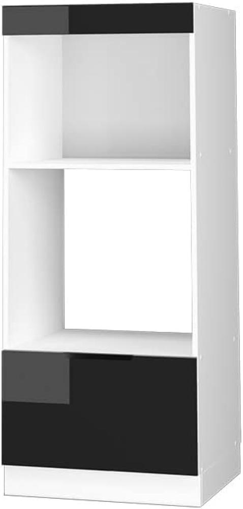 Vicco Mikrowellenschrank Fame-Line, Schwarz-Eiche Hochglanz/Weiß, 60 cm offen Bild 1