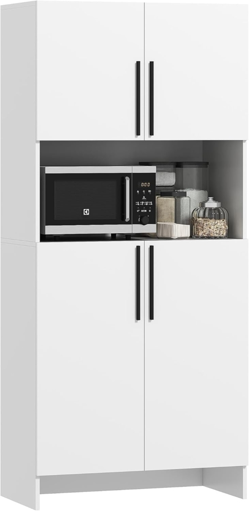 HOMCOM Küchenbuffet Küchenschrank mit Mikrowellenablage, Soft-Close-Tür (Aufbewahrungsschrank, 1-St, Vitrinenschrank) für Küche Esszimmer 79 x 40 x 175 cm Weiß Bild 1