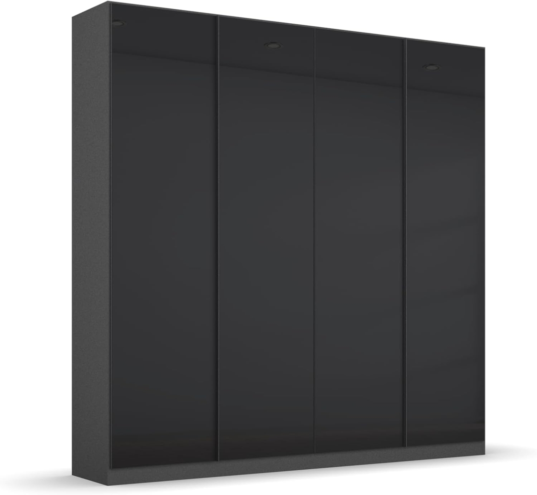 Rauch Möbel Monostar, Drehtürenschrank, Kleiderschrank, Kleiderschränke, Garderobe, Schrank mit Stauraum, 4-türig, 4 Glastüren, Farbe Glas Basalt/Grau metallic, 181 x 210 x 54 cm Bild 1