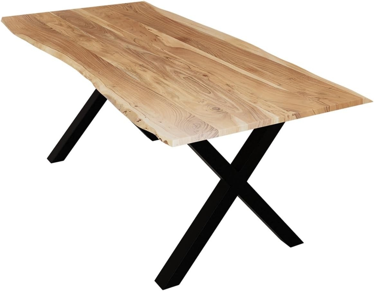 Liadomo Baumkantentisch Sammy, Akazie Massivholz, Platte mit natürlicher Baumkante, Metallgestell Bild 1