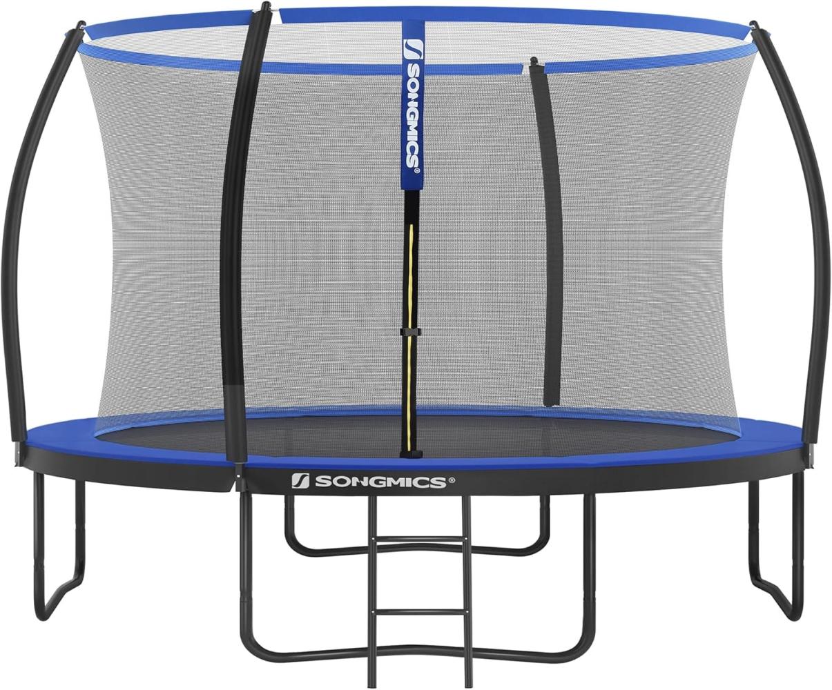 Songmics Trampolin mit Leiter, Sicherheitsnetz und gepolsterten Stangen, schwarz-blau, Ø366cm Bild 1