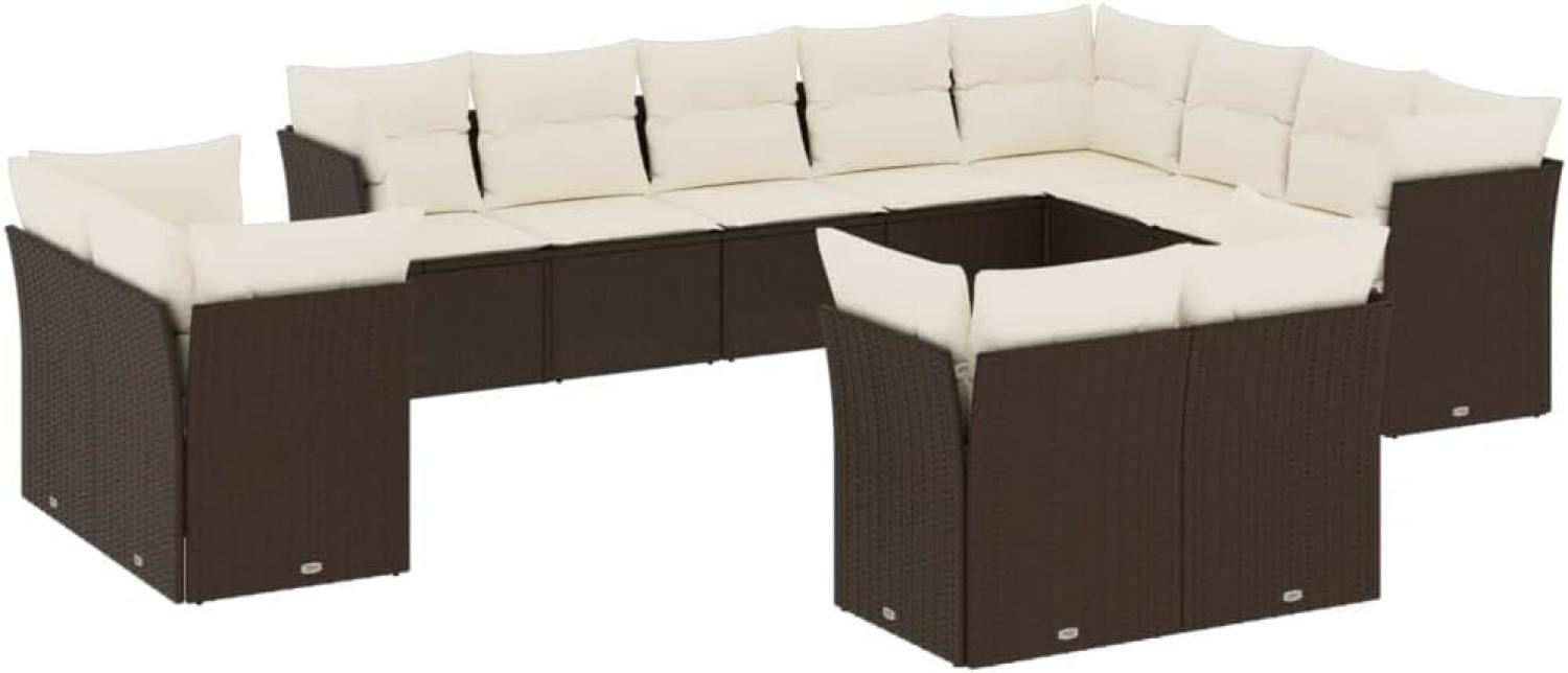 12-tlg. Garten-Sofagarnitur mit Kissen Braun Poly Rattan 3218533 Bild 1