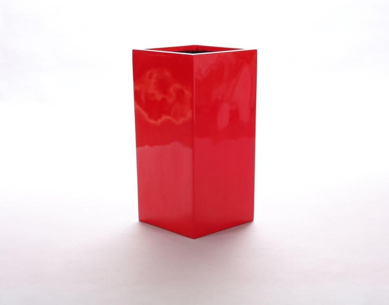 Pflanzkübel Blumenkübel Blumentopf Fiberglas Säule LxBxH 30 x 30 x 60 cm hochglanz rot Bild 1
