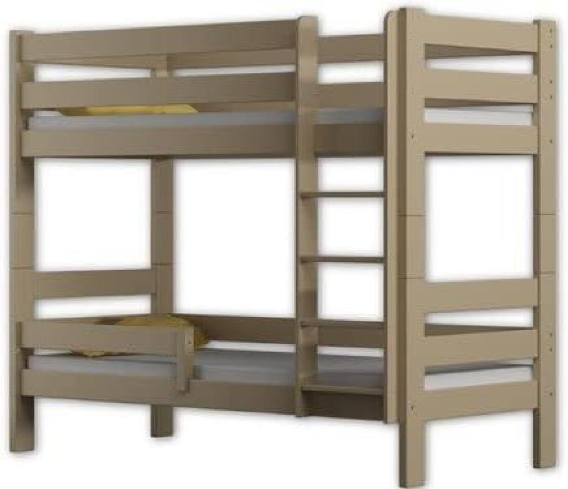 WNM Group 2in1 Etagenbett oder 2 Einzelbetten - Hochbett für Kinder Sophie - Stockbett mit Rausfallschutz und Lattenrost - Absturzsicherung Doppelstockbett - Jugendbett 80x180 cm - Vanille Bild 1