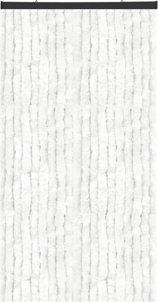 Flauschvorhang 160x220 cm in Unistreifen weiß, perfekter Insekten- und Sichtschutz für Ihre Balkon- und Terrassentür, viele Farben Bild 1