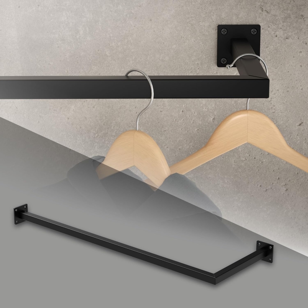 ML-DESIGN Kleiderstange Kleiderständer Übereck für die Wand aus Stahl rostfrei L-Form (1 St), Garderobenstange 90x30 cm Schwarz L-Form Kleiderständer Kleidergestell Bild 1