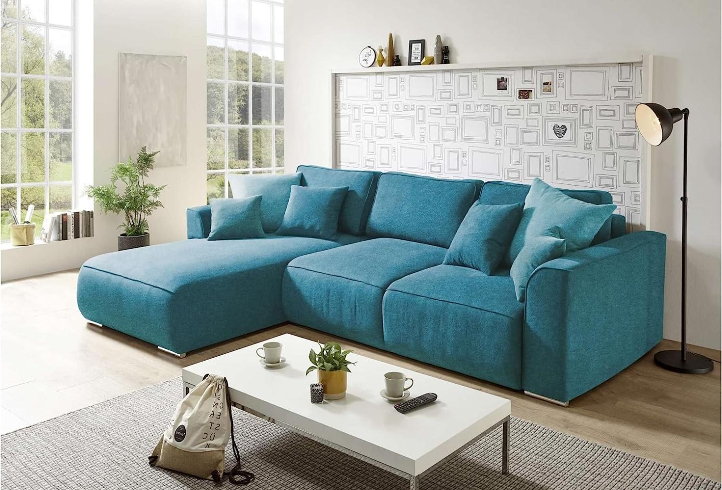 Stylefy Gusto Ecksofa Velours KRONOS Türkis Links ohne Schlaffunktion Bild 1