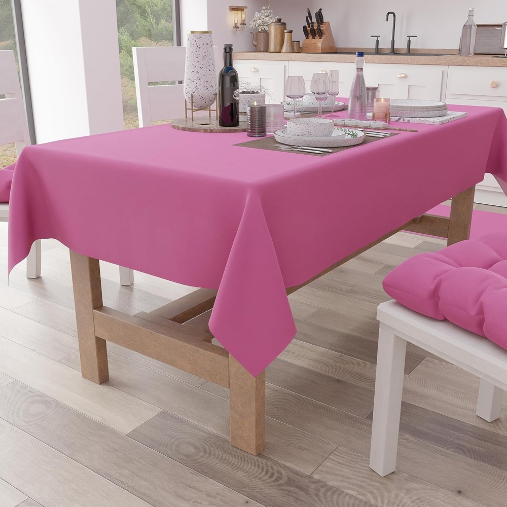 PETTI Artigiani Italiani - Rechteckige Tischdecke, Elegante Tischdecke, einfarbige Tischdecke aus Baumwolle, Küchentischdecke, Tischdecke Fuchsia X6 Plätze (140x180 cm), 100% Made in Italy Bild 1