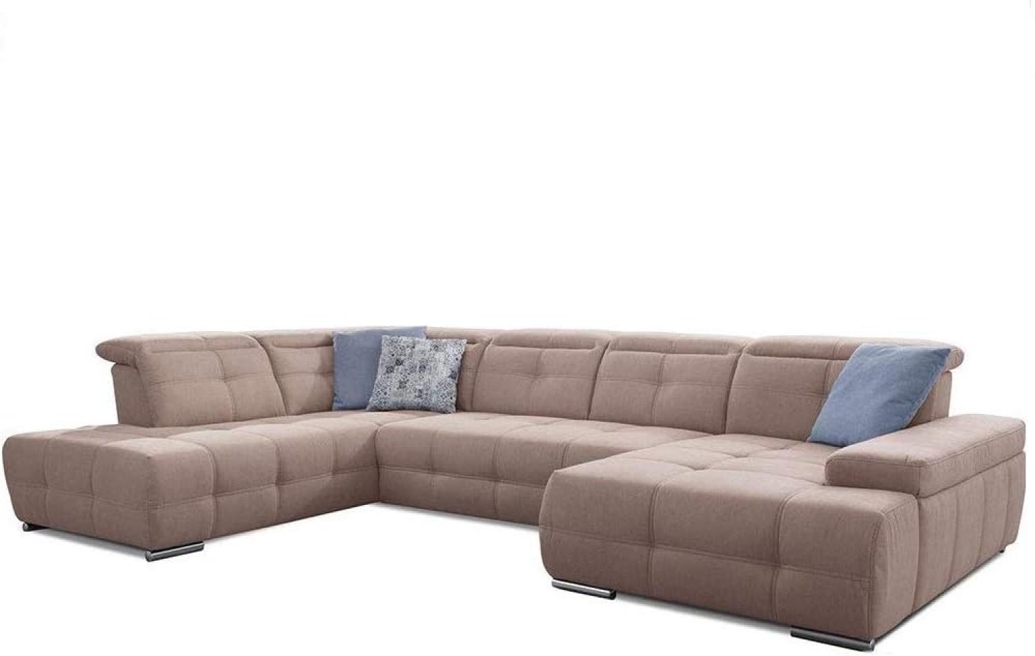 Cavadore Wohnlandschaft Mistrel mit Bettfunktion / Schlafsofa mit leichter Fleckentfernung dank Soft Clean / Geeignet für Haushalte mit Kindern, Haustieren /343 x 77 x 228 / hellbraun Bild 1