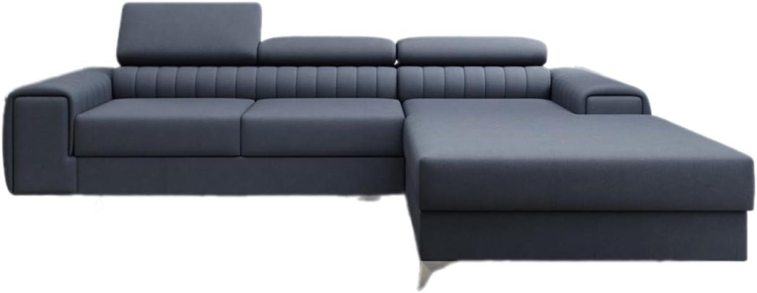 Designer Sofa Melinda mit Schlaf- und Klappfunktion Stoff Blau Rechts Bild 1