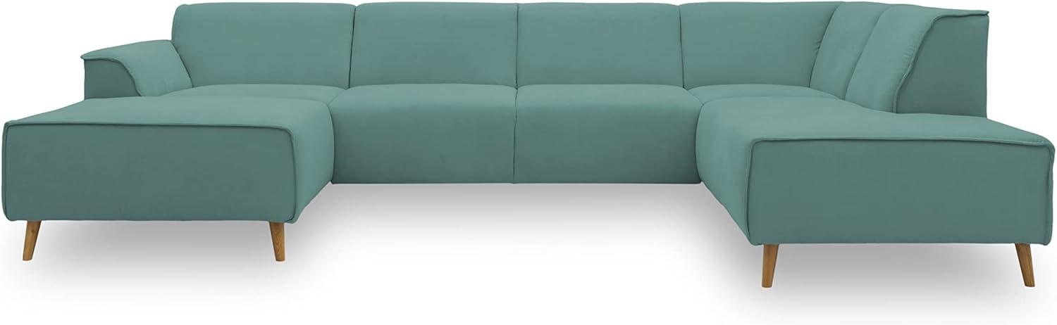 DOMO Collection Jules Wohnlandschaft, Skandinavisches Sofa mit Federkern, Couch in U-Form, Mint, 159x333x191 cm Bild 1